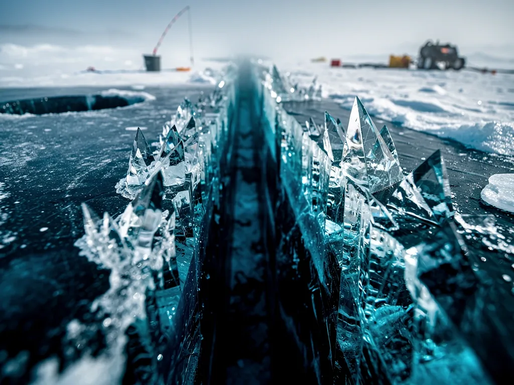 Frozen arctic landscape fissure